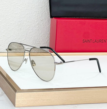 SAINT LAURENT CLASSIC 11 Silver Frame / Clear Light Gray Lens Sunglasses Luxury