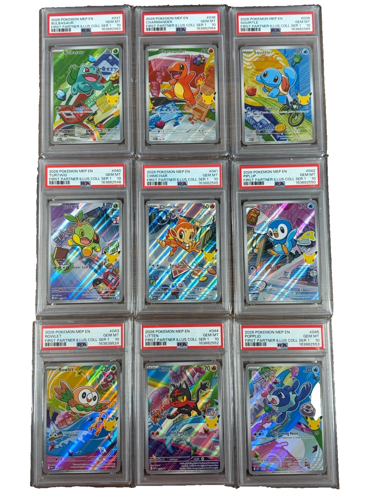2026 POKEMON FIRST PARTNER SERIES 1 PSA 10 ENTIRE SET PARTIALLY  SEQUENTIAL
