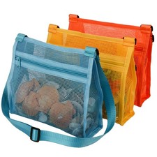 Mesh Beach Bag for Shells Collecting 3 Pack,Shell Bags for Beach, Beach Shell...