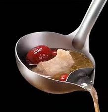 Stainless Steel Fat Oil Separator Spoon Soup Ladle Skimmer Gravy Strainer Filter