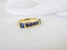 Vintage Sterling Silver 925 Gold over Lab Created Sapphire Band Ring Size 8