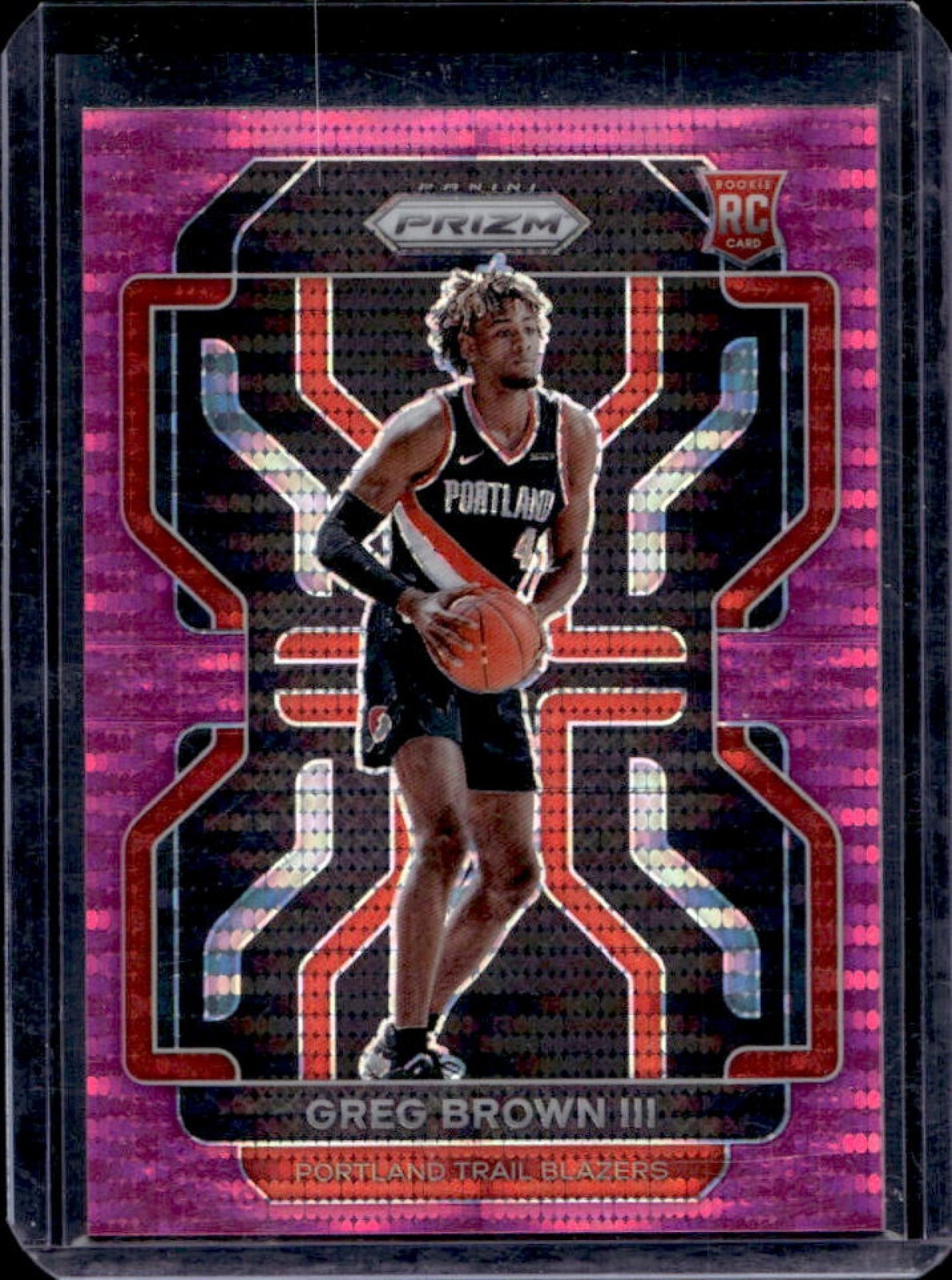 2021-22 Prizm Greg Brown III RC Pink Pulsar Rookie #29/42 Trail Blazers
