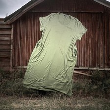 Lane Bryant T Shirt Dress 18/20 Olive Green Plus Boho Peasant Pockets Stretch