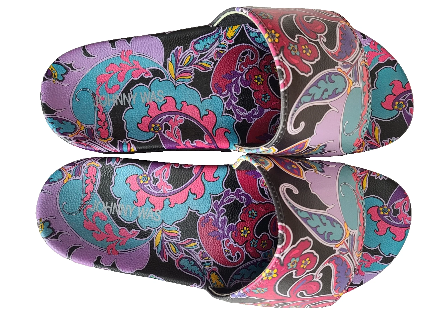 NWTag & Bag Johnny Was SZ 10 Fatima Pool Slides Flats Slip On Platform Sandals