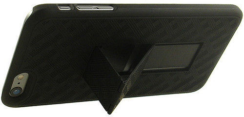 BLACK WEAVE KICKSTAND HARD CASE + BELT CLIP HOLSTER STAND FOR iPHONE 6 PLUS 5.5" - Picture 10 of 11