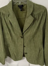 R.Q.T. Olive Faux Suede Blazer - Textured & Lightweight-Sz Large 