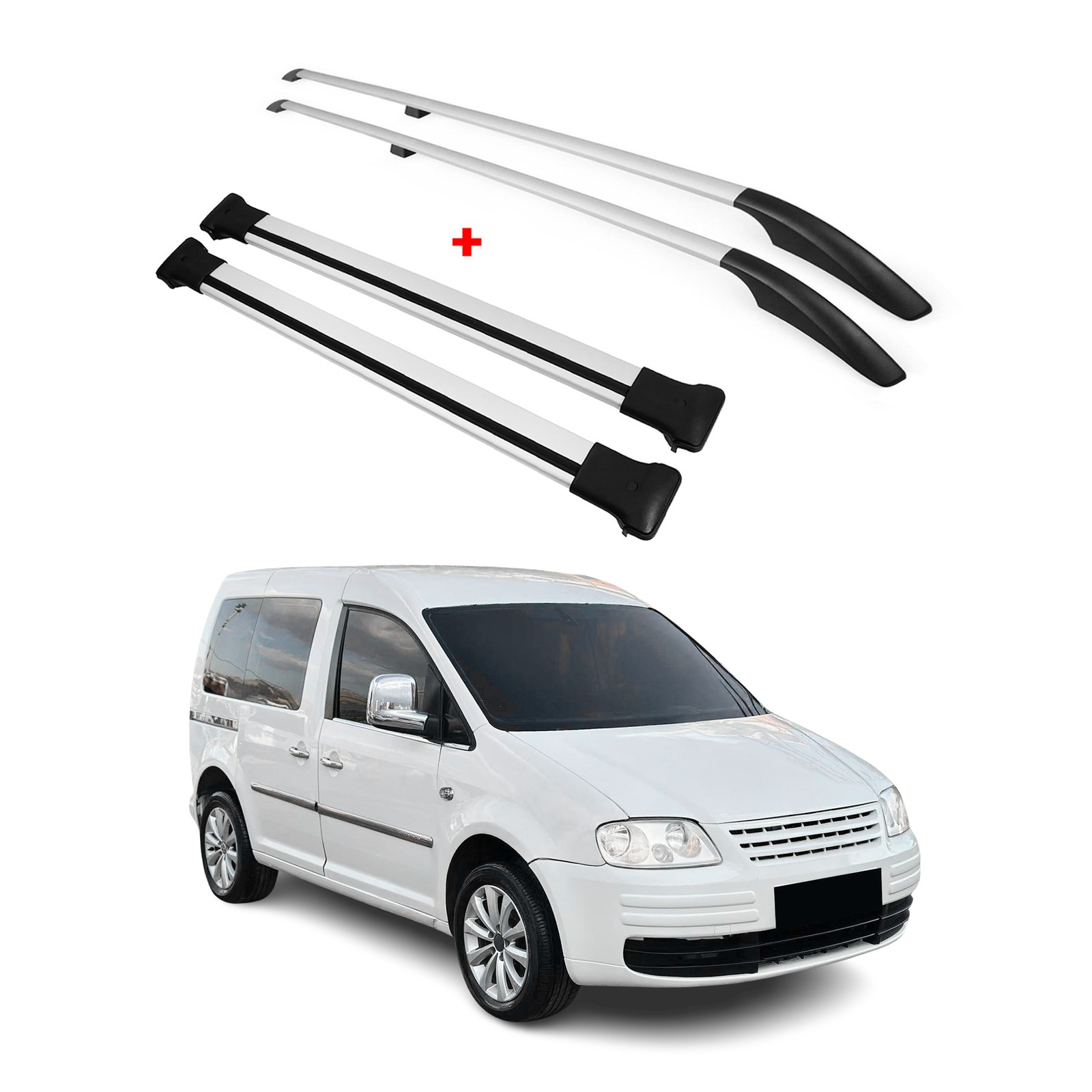 Barres de toit aérodynamiques et silencieuses pour VW Caddy 3 L1