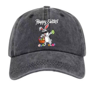 Funny Dabbing Easter Bunny Dad Hat | Easter Egg Unisex Graphic Adjustable Cap