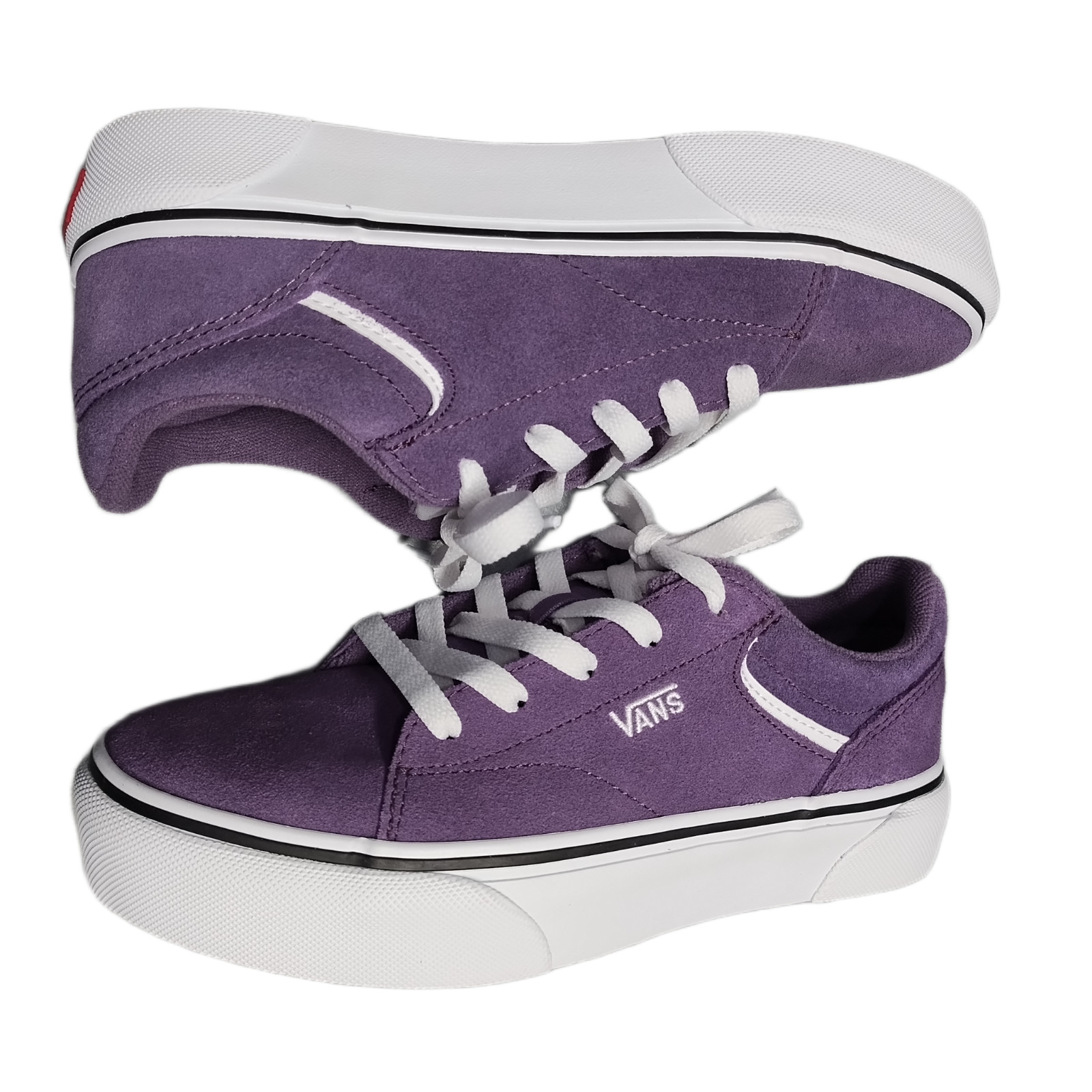 Youth Us Size 4 Purple White Suede Lace Up 721356