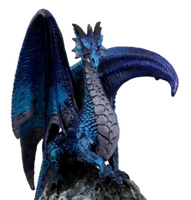 Ebros Aqua Dragon Fossil Cave Crystal Guardian LED Night Light