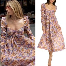 Zimmermann Violet Twist Midi Dress Size 4 AU 16 / US 12 Floral Print Long Sleeve