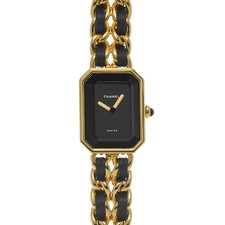 Chanel Premiere L H0001 20mm Yellow Gold Plated Black Wristwatch #WW13133