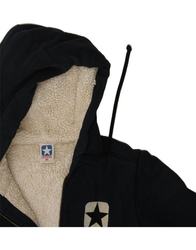 CONVERSE Womens Sherpa Zip Hoodie Sweater UK 14 Medium Navy Blue Cotton BT05 - Picture 4 of 4