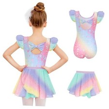 Ballet Leotards for Girls with Removable Skirt Toddler Ruffle 4-5T Rainbow