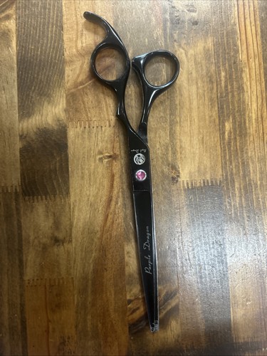Purple Dragon 8.75” Black Straight Blade JS-7.0 Hand Made Pet Grooming Scissors