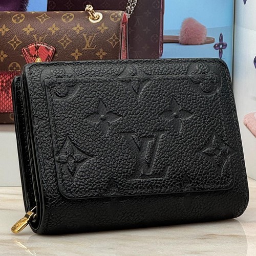 Louis Vuitton Monogram Empreinte Cléa Bifold Wallet Black Japan 076069