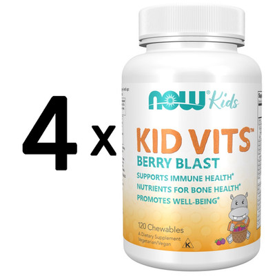 4 x NOW Foods Kid Vits, Berry Blast - 120 chewables tablets (228,96 EUR/kg)