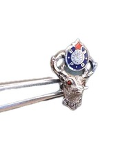 Elks 18K White Gold Enamel B.P.O.E. 11th Hour Hat Lapel Tie Pin Sterling Back