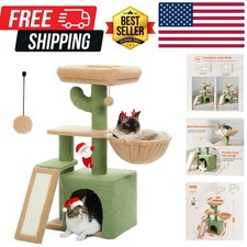 Cactus Cat Tree for Indoor Cats, 32'' Small Cat Tower Cat Condo with Sisal Sc...