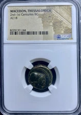 Ancient Greek City of Thessalonica Macedon Kingdom Coin NGC 187BC-131BC Artemis