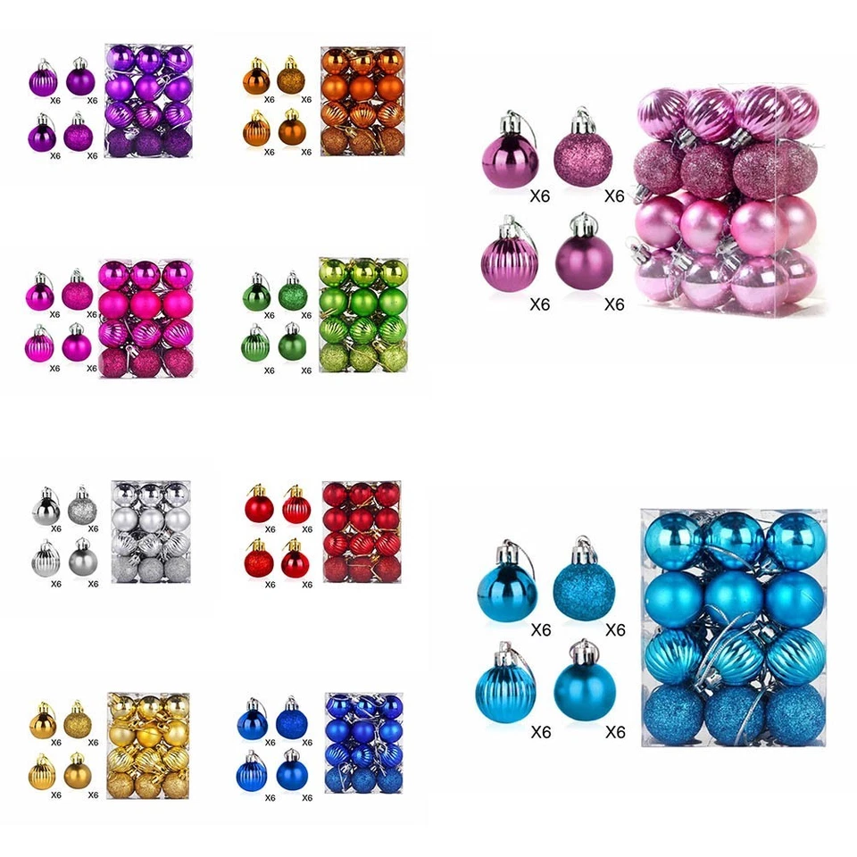 24pcs Weihnachtsdekoration Baubles Baum Xmas Kugeln Party Hochzeit Ornament - Bild 2 von 4
