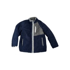 GAP Kids Reversible Sherpa Fleece Puffer Jacket Navy Gray Boys Size M