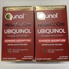 2 Boxes - Qunol Mega Ubiquinol CoQ10 Vitamins 100mg - 120 Total Softgels - 2028
