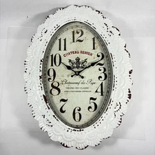 French Country Vintage Style Wall Clock Shabby Chic Metal 18" x 14" Wall Decor