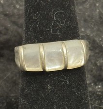 Sterling Silver Mother of Pearl Inlay Band Ring Size 7 Southwestern 925