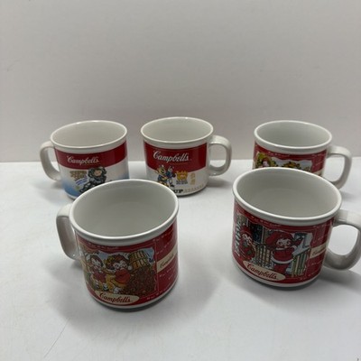 Vintage 1989-1998 Campbell s Soup Collectible Mug Cup 3.5  Tall X 4  Set Of 5