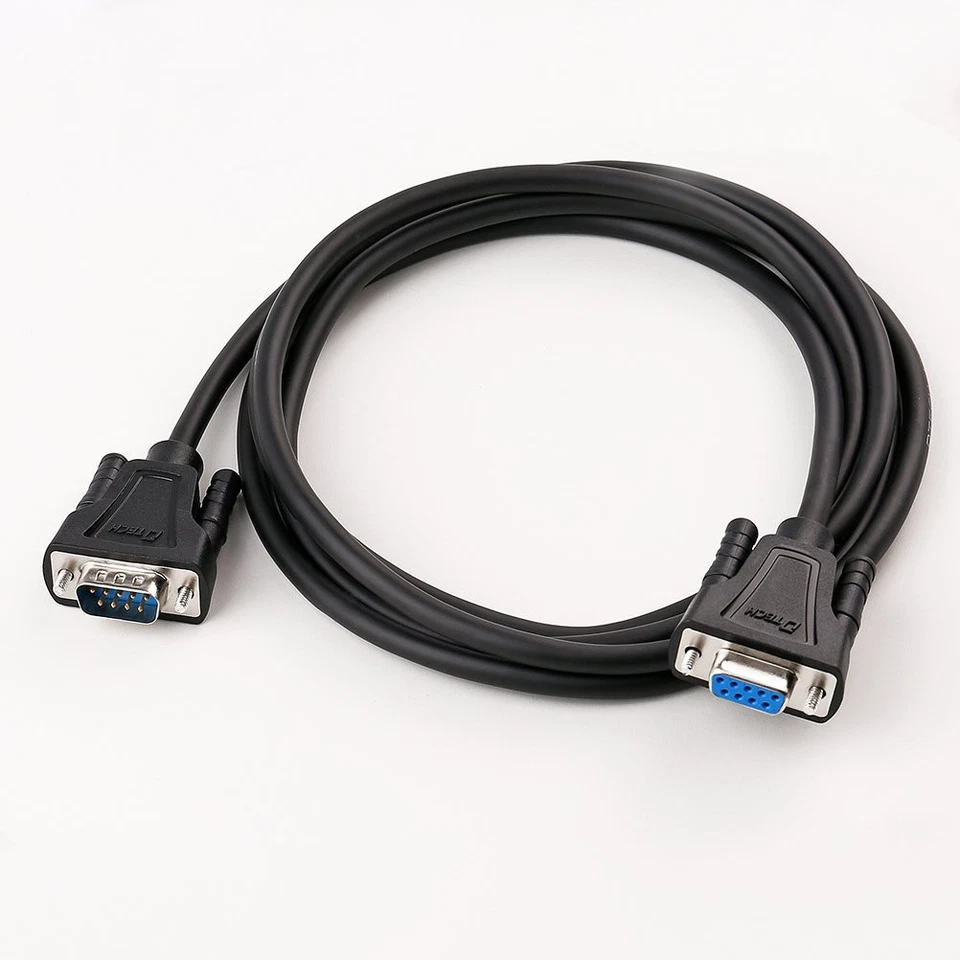 6ft RS232 Serial Extension Cable DB9 Male to Female Black Adapter 30AWG - Image 2 of 4