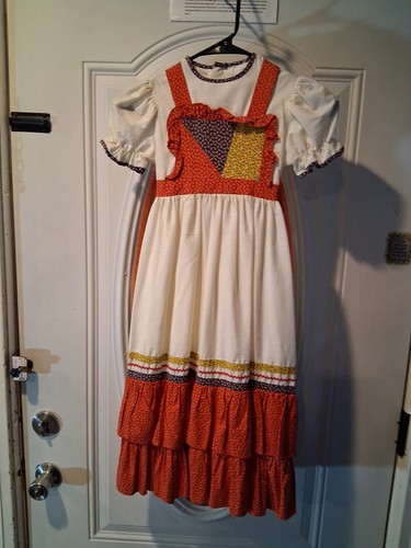 Vintage 1970s Cinderella Brand Girls Prairie Dress Patchwork Calico Cottagecore