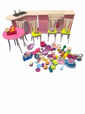 Barbie 90s Doll furniture Kitchen Play set Mattel 60 Food Table Chairs Accessor