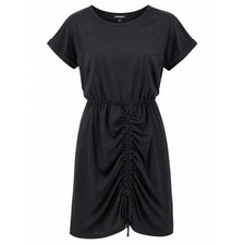 Express Womens Black Ruched Front Drawstring T-Shirt Mini Dress Size M New