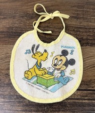 Vintage Playskool Disney Babies Mickey Mouse and Pluto Baby Bib Made in USA