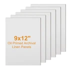 6 PCS 9x12 Inch Oil Primed Archival Linen Panels 11 oz Artist Board Canvas