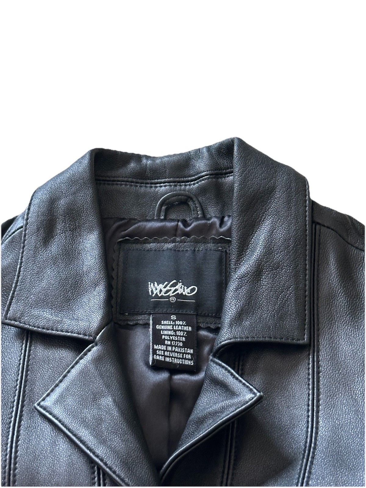 Mossimo Black Leather Collared Button Jacket Line… - image 8