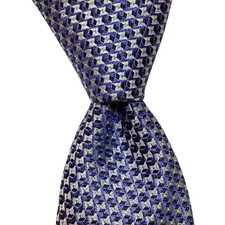 GIORGIO ARMANI Collezioni Men's Silk Necktie ITALY Designer Geometric Blues EUC