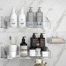 YAWSOUP Acrylic Shower Shelves 3 Pack Adhesive Shower Organizer Bathroom Storage
