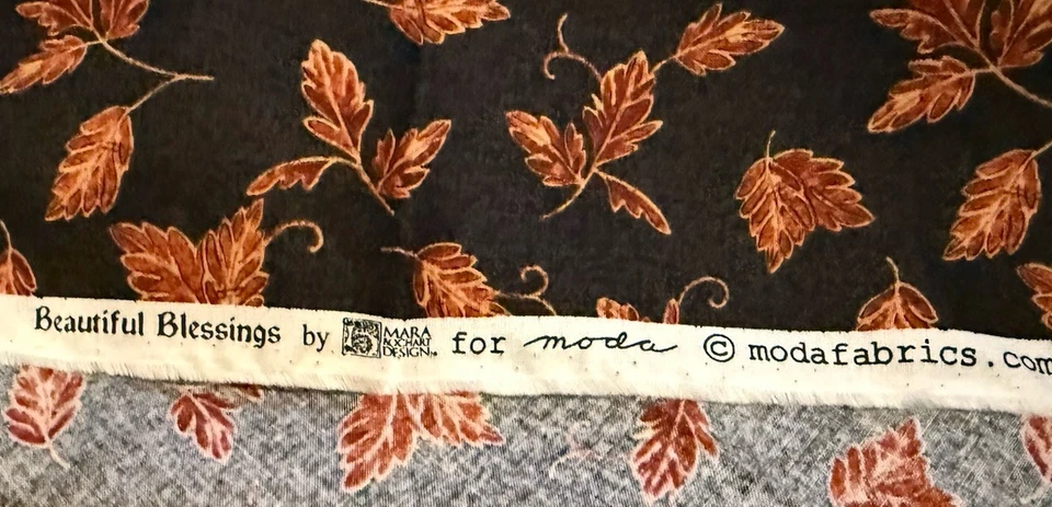 Moda Fabric BEAUTIFUL BLESSINGS Fall Leaves Black Background 36 x 44” - Image 3 of 4