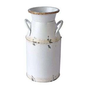Hand Painted Blue Milk Can Antique Retro Vase Planter Rustic Vintage Primitive