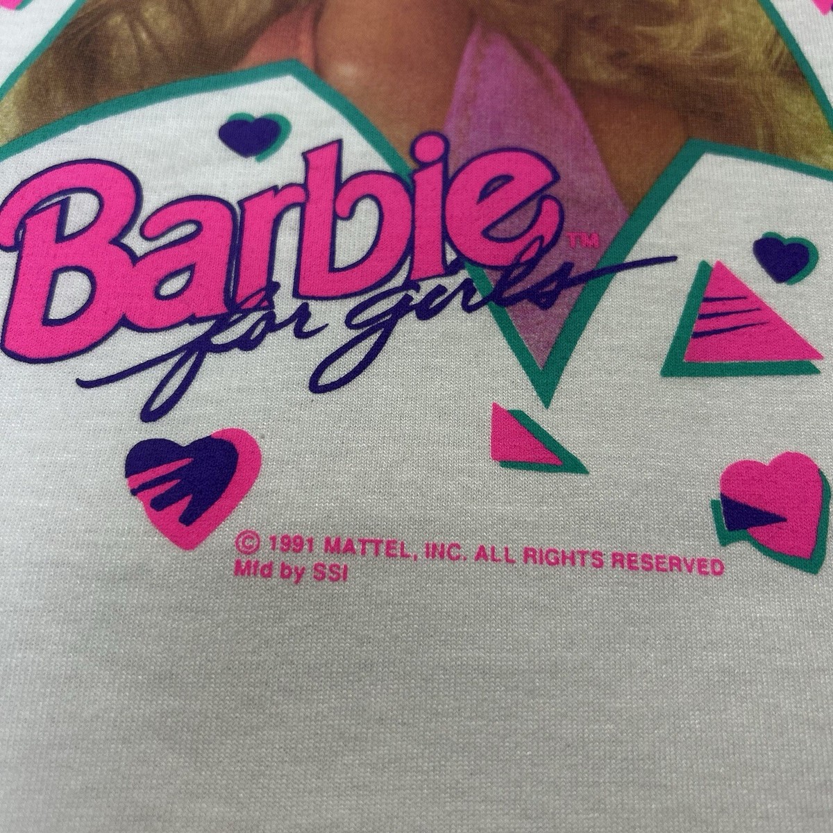 Vintage 1991 Barbie Adult White Rare T-shirt Mattel Movie