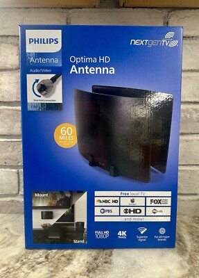 Philips Optima Indoor TV Antenna, Signal Enhancer Reflector Panel, 