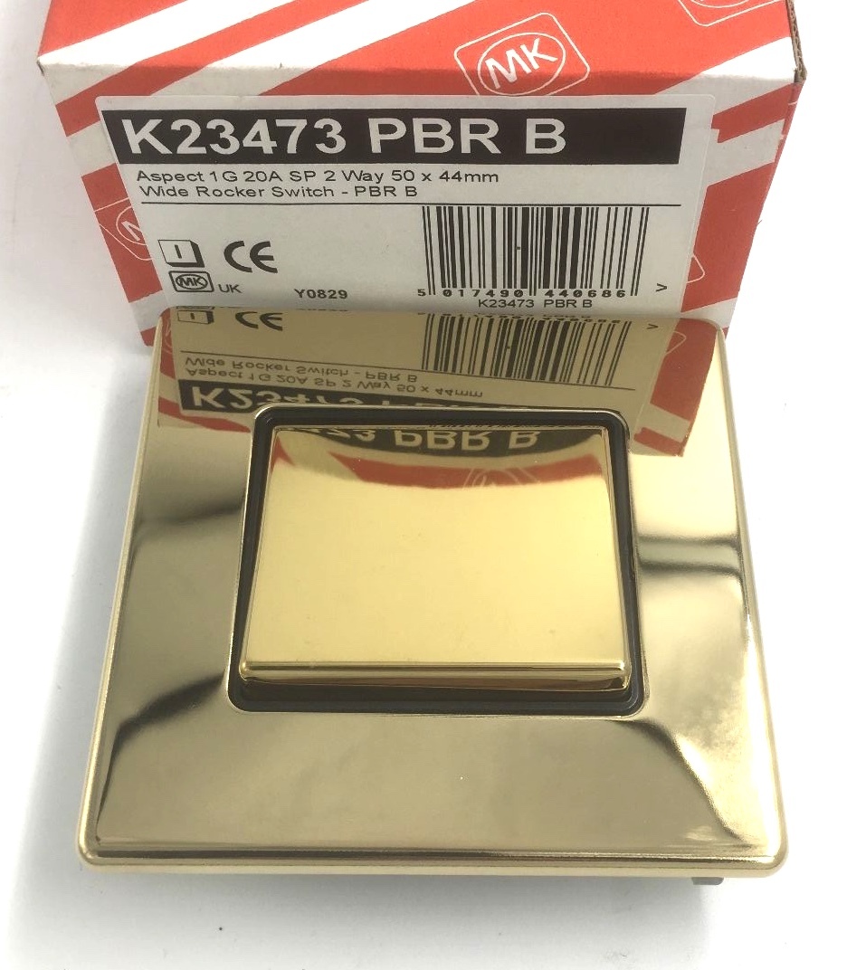 MK ASPECT 20A 1G SP 2 WAY WIDE ROCKER POLISHED BRASS K23473 PBR B