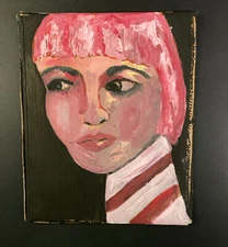 Original Portrait Painting Woman Painterly Naive Quirky Artwork