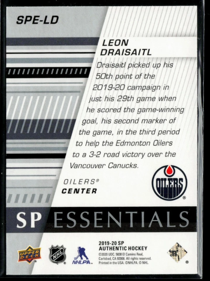 2019-20 SP Authentic SP ESsentials #SPE-LD Leon Draisaitl - Image 2 of 2