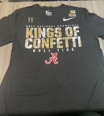 NWT Nike 2017 National Champions Kings of Confetti Alabama Roll Tide Tee Sz  L