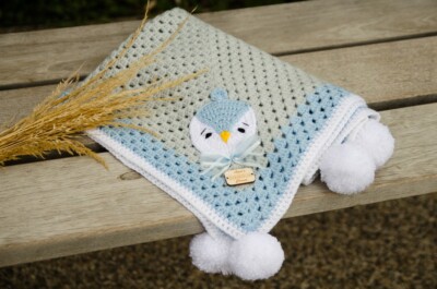 Baby Blanket Crochet With Pom Pom Yarn A Spot Of Spring Baby