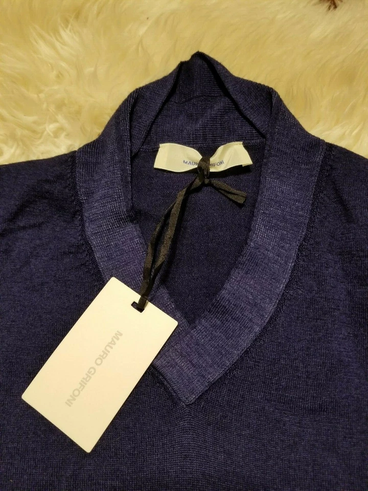 NUEVO CON ETIQUETAS MAURO GRIFONI CUELLO EN V 42 44 XL L LANA MORADO Foto 2 de 4