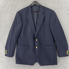 LAUREN RALPH LAUREN Green Label 100 Wool Mens 42R NAVY BLUE Gold Button